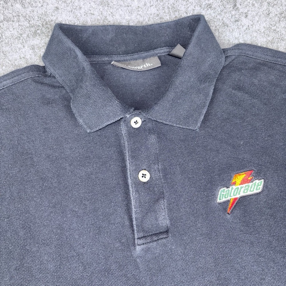 Ashworth Gatorade Polo Shirt Men's XL Black Short Sleeve Golf Cotton Logo Casual
